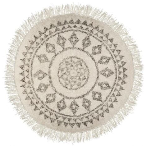 Tappeto Etnik bianco e nero D120cm - Atmosphera créateur d'intérieur