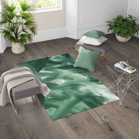 TAPPETO FANTASY HD moderno camera e salotto SPATOLATO verde Cm. 120x180
