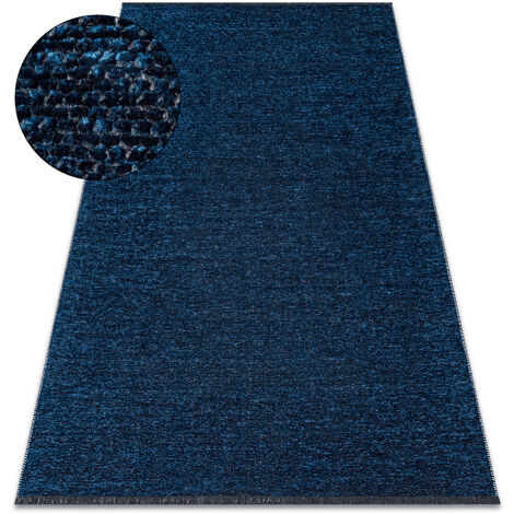 Tappeto FLORENCE 24021 Monocolore, glamour, tessitura piatta, frange - blu scuro blue 118x170 cm