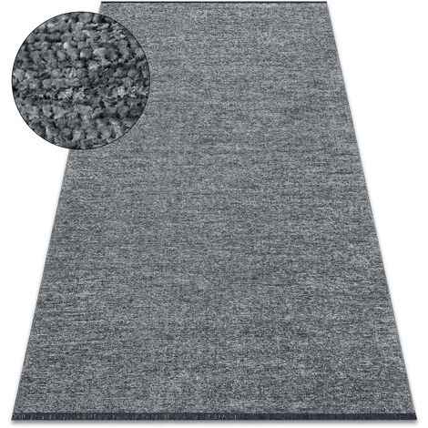 Tappeto FLORENCE 24021 Monocolore, glamour, tessitura piatta, frange - colore del mare grey 155x220 cm