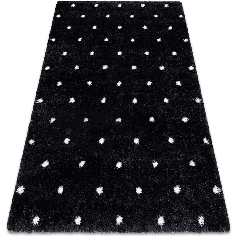 Image of Tappeto fluffy 2370 shaggy punti - antracite / bianca black 200x290 cm