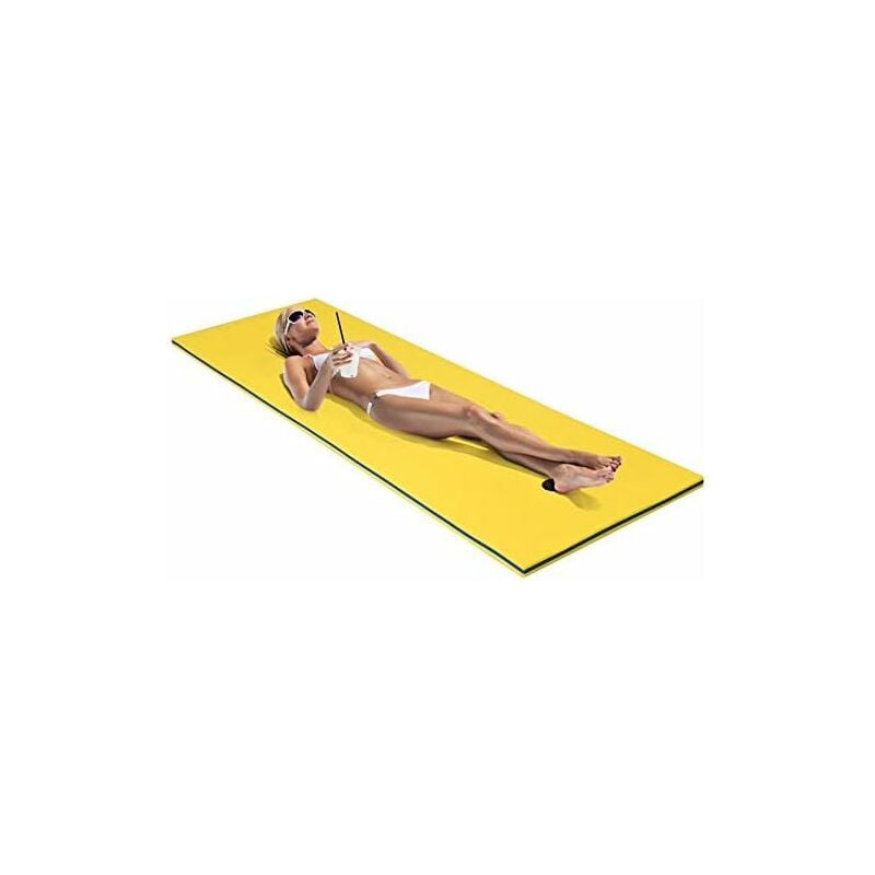 Tappeto Galleggiante per Piscina e Mare, Tappetino Galleggiante per Adulti e Bambini, Amaca d'Acqua Pieghevole, Giallo (Giallo, 2100x660x35 mm)