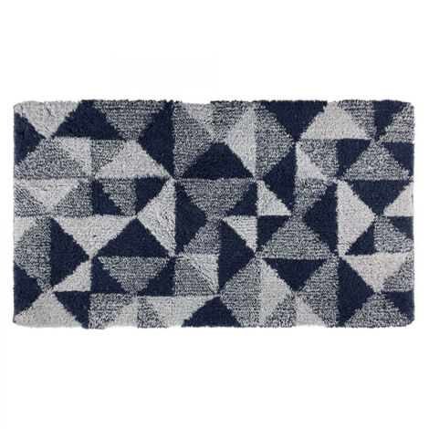 TAPPETO GEOMETRIC 55X100CM DARK DENIM IN COTONE