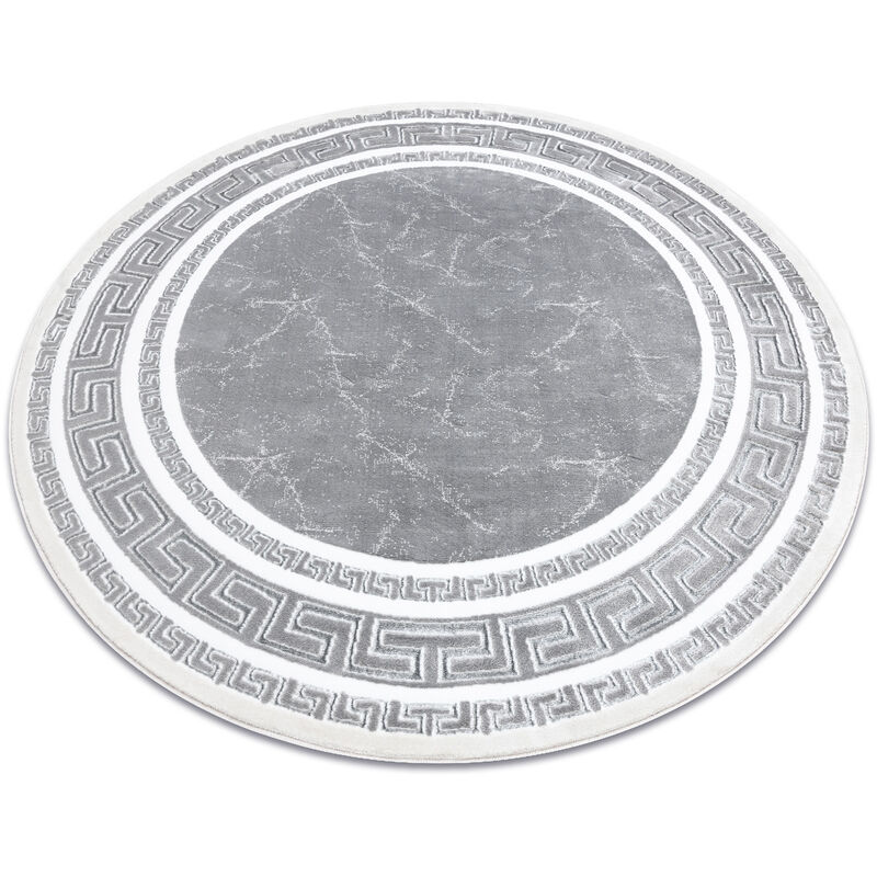 Image of Tappeto gloss cerchio moderno 2813 27 elegante, telaio, greco grigio grey rotondo 150 cm
