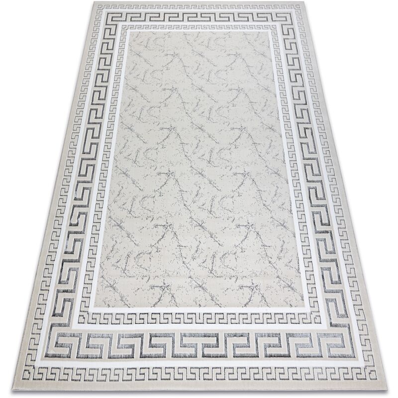Image of Tappeto gloss moderno 2813 57 elegante, telaio, greco avorio / grigio beige 80x150 cm