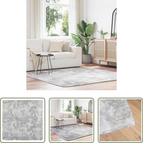 Tappeto grigio argento -  Tappeto Shaggy a Pelo Lungo NAVARRA Grigio Argento 200x200cm