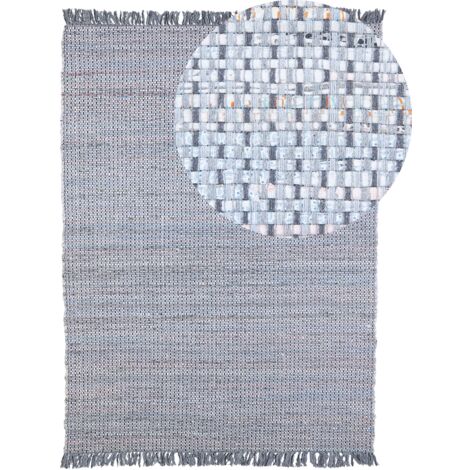 Tappeto grigio rettangolare in cotone fatto a mano - 160 x 230 cm - Besni