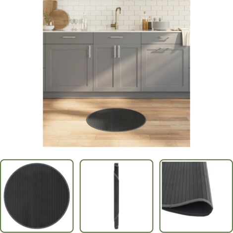 Tappeto grigio -  Tappeto Rotondo Grigio 60 cm in Bambù