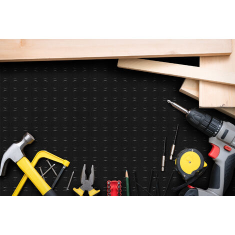 Tappeto in  al metro Gomma per Rivestimento Pavimento, Bollata 1x3m - Nero