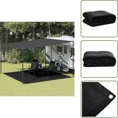 Tappeto in HDPE - vidaXL Tappeto da Tenda 400x400 cm Nero in HDPE - Tappeto nero
