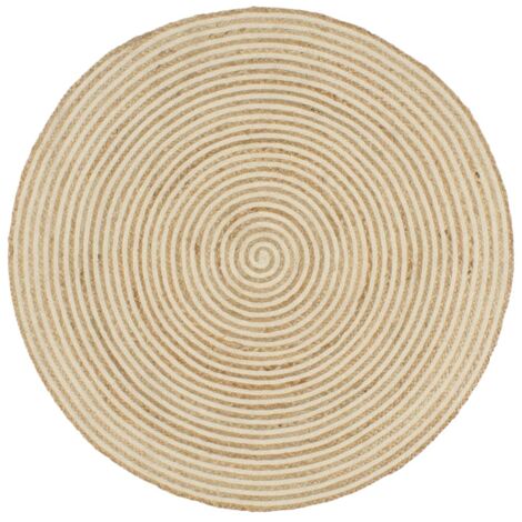 Tappeto in Juta fatto a mano con disegno a spirale Bianco 120 cm DEC023512