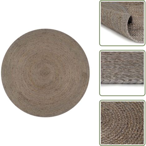Tappeto in juta intrecciata - vidaXL Tappeto Lavorato a Mano in Juta Rotondo 150 cm Grigio - Tappeto per interni