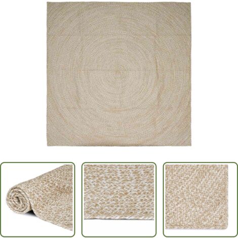 Tappeto in juta -  Tappeti per area Quadrato Naturale e Bianco 240 x 240 cm Juta