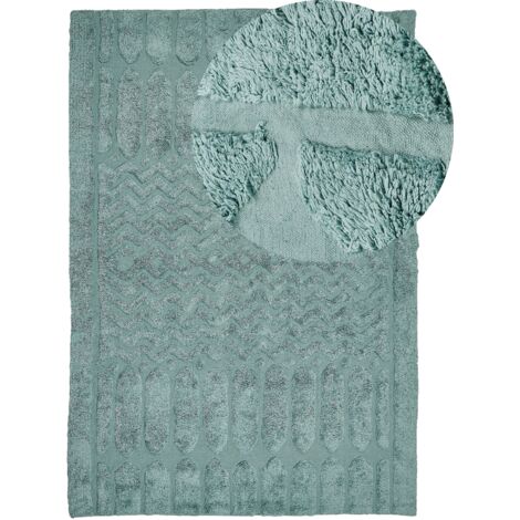 Tappeto in morbido cotone verde menta 160 x 230 cm con motivo geometrico Sirnak