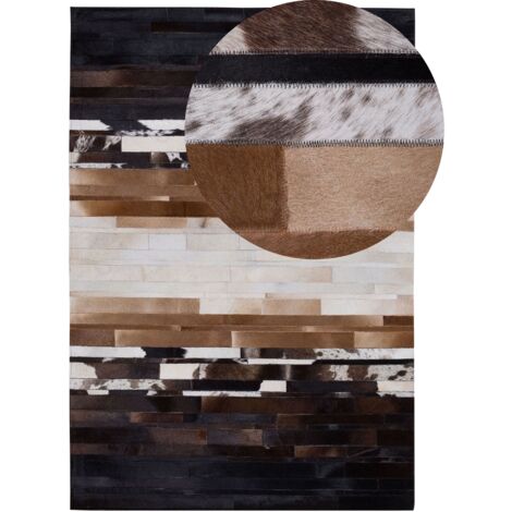 Tappeto in pelle nera e beige 140 x 200 cm Dalyan
