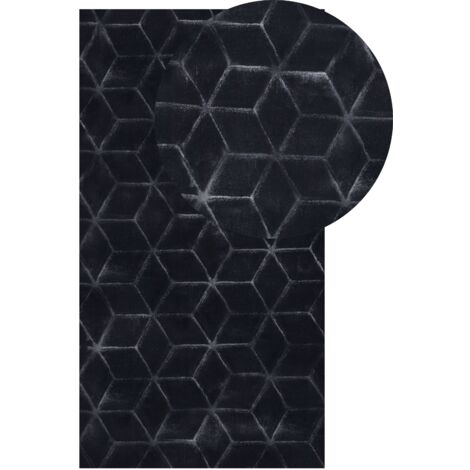 Tappeto in pelliccia di coniglio sintetica Soffice 80 x 150 cm Nero Thatta
