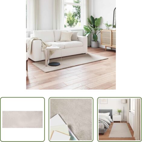 Tappeto in pelliccia sintetica -  Tappeto antiscivolo in di coniglio sintetica Olite Beige