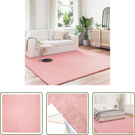 Tappeto in pelliccia sintetica -  Tappeto antiscivolo in di coniglio sintetica Olite Rosa