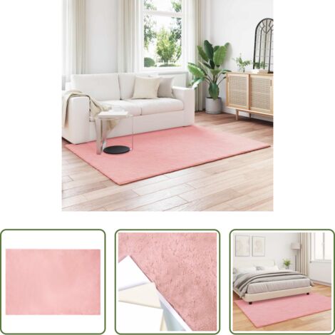 Tappeto in pelliccia sintetica -  Tappeto antiscivolo in di coniglio sintetica Olite Rosa