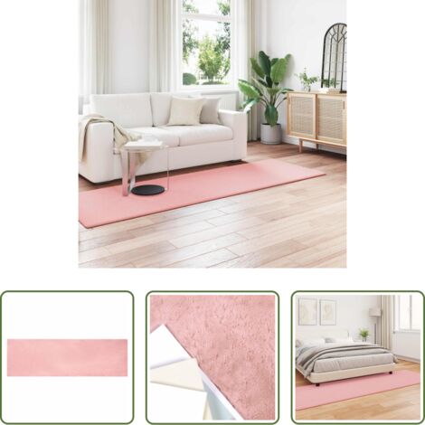 Tappeto in pelliccia sintetica -  Tappeto antiscivolo in di coniglio sintetica Olite Rosa