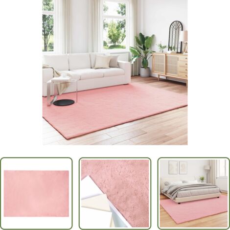 Tappeto in pelliccia sintetica -  Tappeto antiscivolo in di coniglio sintetica Olite Rosa