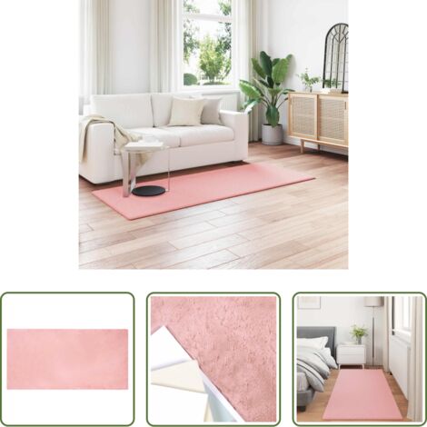 Tappeto in pelliccia sintetica -  Tappeto antiscivolo in di coniglio sintetica Olite Rosa