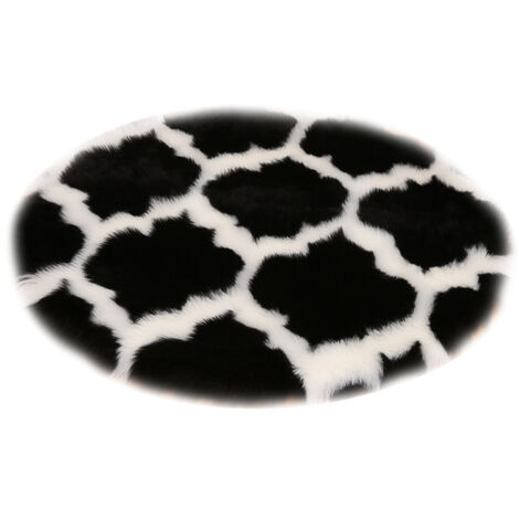 Tappeto in peluche sintetico, tappeto per soggiorno, tappetino da yoga, tappetino da pavimento, diametro 60 cm (nero)