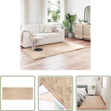Tappeto in poliestere -  Tappeto Pecora Tafalla Beige 80 x 200 cm Poliestere