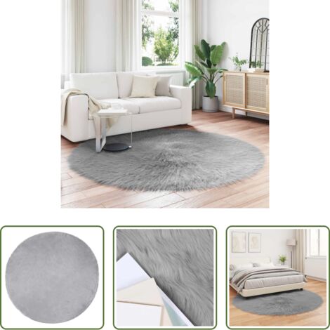 Tappeto in poliestere -  Tappeto Pecora Tafalla Grigio Ø 160 cm Poliestere