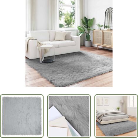 Tappeto in poliestere -  Tappeto Pecora Tafalla Grigio 200 x 200 cm Poliestere