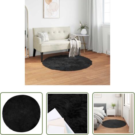 Tappeto in poliestere -  Tappeto Pecora Tafalla Nero Ø 120 cm Poliestere