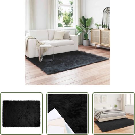 Tappeto in poliestere -  Tappeto Pecora Tafalla Nero 140 x 200 cm Poliestere
