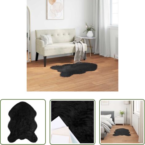Tappeto in poliestere -  Tappeto Pecora Tafalla Nero 60 x 90 cm Poliestere