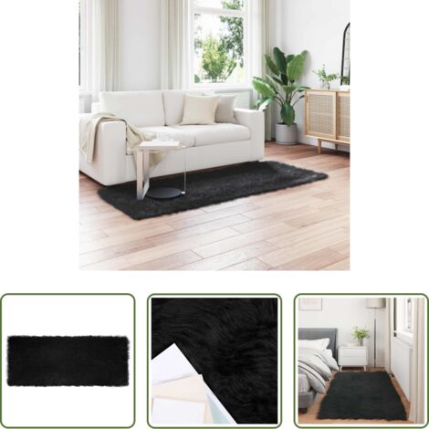 Tappeto in poliestere -  Tappeto Pecora Tafalla Nero 80 x 200 cm Poliestere