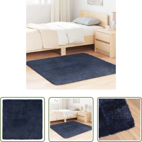 Tappeto in poliestere -  Tappeto Shaggy a Pelo Lungo NAVARRA Blu Marino 120x120 cm