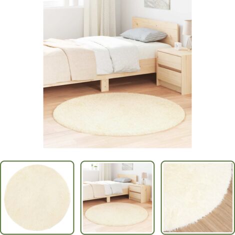 Tappeto in poliestere -  Tappeto Shaggy a Pelo Lungo NAVARRA Crema 120x120 cm poliestere