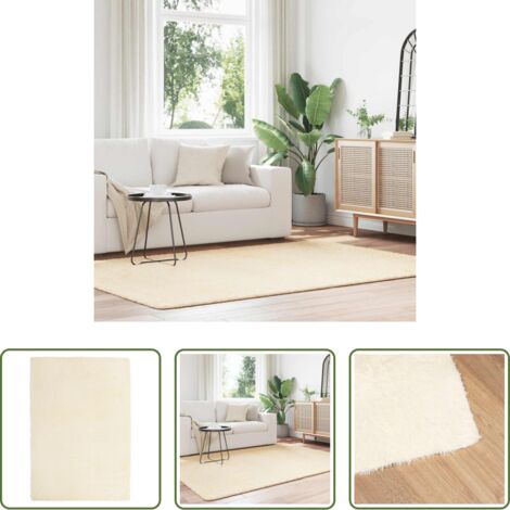 Tappeto in poliestere -  Tappeto Shaggy a Pelo Lungo NAVARRA Crema 160x230 cm poliestere