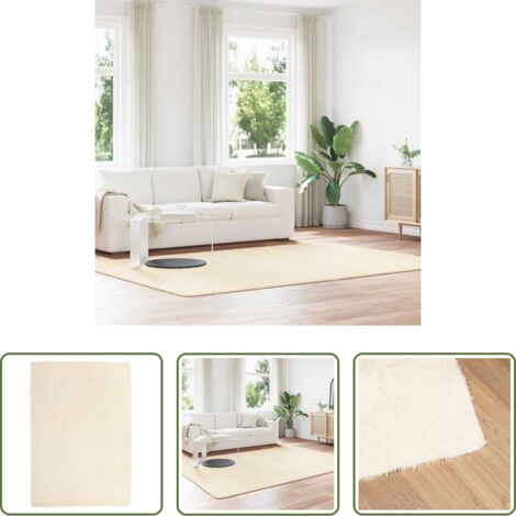 Tappeto in poliestere -  Tappeto Shaggy a Pelo Lungo NAVARRA Crema 200x290 cm poliestere