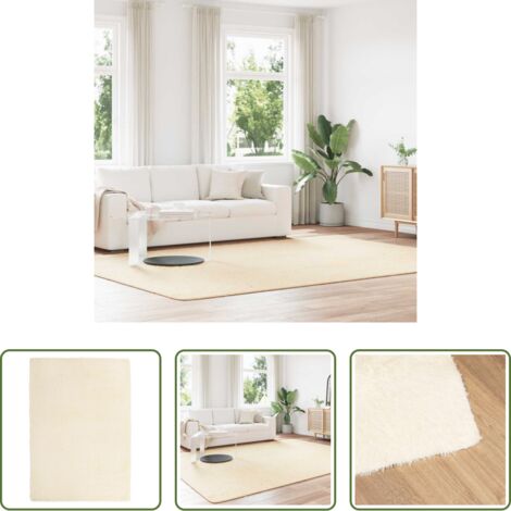 Tappeto in poliestere -  Tappeto Shaggy a Pelo Lungo NAVARRA Crema 240x340 cm poliestere