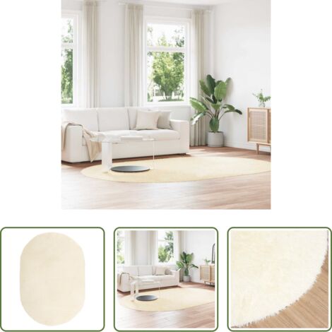 Tappeto in poliestere -  Tappeto Shaggy a Pelo Lungo NAVARRA Crema 300x200 cm poliestere