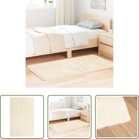 Tappeto in poliestere -  Tappeto Shaggy a Pelo Lungo NAVARRA Crema 80x150 cm poliestere