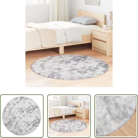 Tappeto in poliestere -  Tappeto Shaggy a Pelo Lungo NAVARRA Grigio Argento 120x120cm