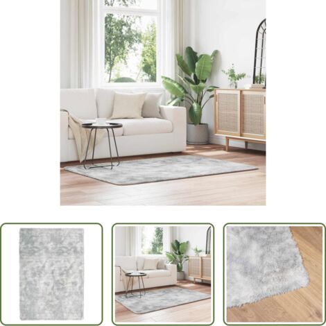 Tappeto in poliestere -  Tappeto Shaggy a Pelo Lungo NAVARRA Grigio Argento 120x170cm