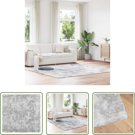 Tappeto in poliestere -  Tappeto Shaggy a Pelo Lungo NAVARRA Grigio Argento 240x240cm