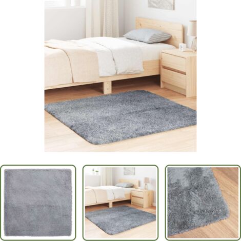 Tappeto in poliestere -  Tappeto Shaggy a Pelo Lungo NAVARRA Grigio Chiaro 120x120 cm