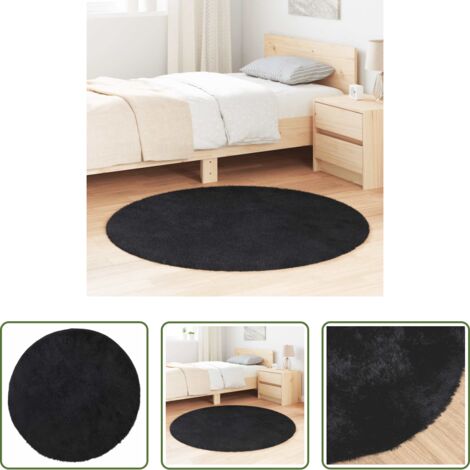 Tappeto in poliestere -  Tappeto Shaggy a Pelo Lungo NAVARRA Nero 120x120 cm poliestere