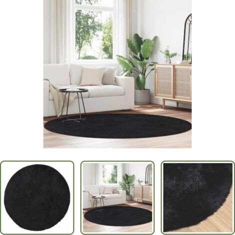 Tappeto in poliestere -  Tappeto Shaggy a Pelo Lungo NAVARRA Nero 200x200 cm poliestere