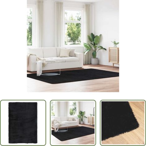 Tappeto in poliestere -  Tappeto Shaggy a Pelo Lungo NAVARRA Nero 200x290 cm poliestere