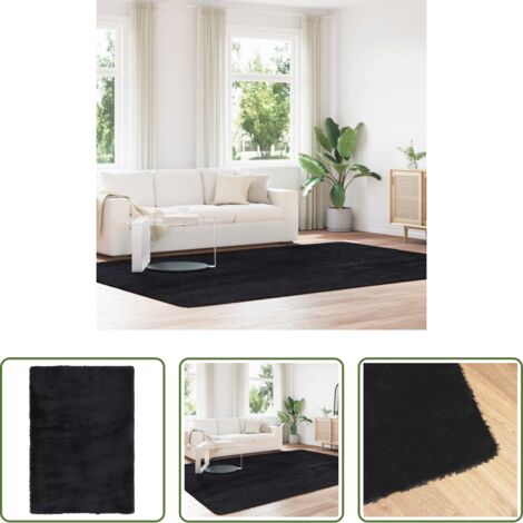 Tappeto in poliestere -  Tappeto Shaggy a Pelo Lungo NAVARRA Nero 240x340 cm poliestere