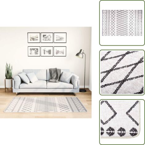 Tappeto in poliestere - vidaXL Tappeto Lavabile 80x150 cm Nero e Bianco Antiscivolo - Tappeto insonorizzante
